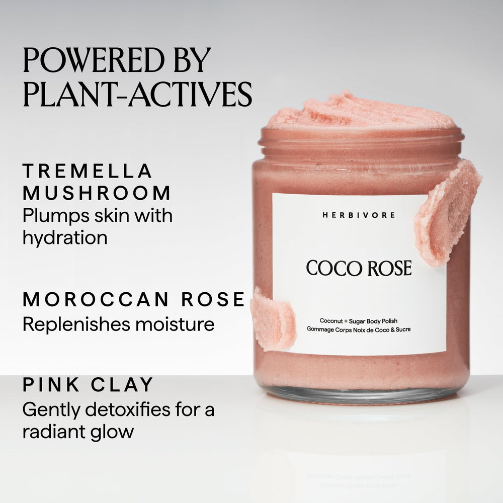 HERBIVORE Coco Rose rose petals detail evokes spa-like aroma and softness
