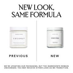HERBIVORE Coconut Milk Bath Soak pour showing creamy texture ideal for a soothing bath.