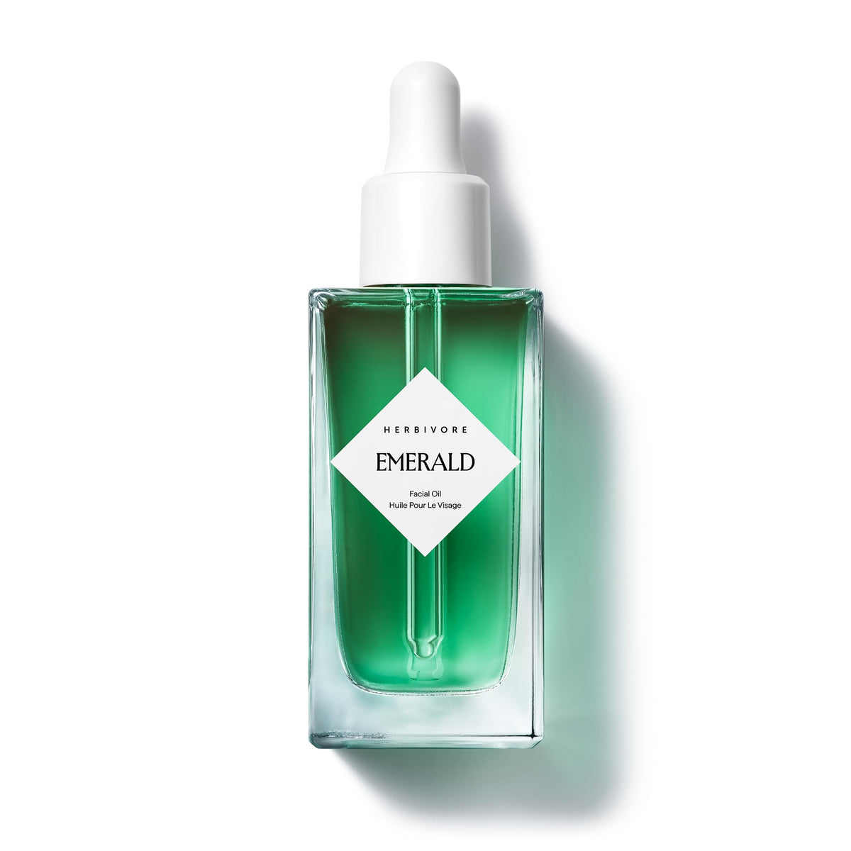 HERBIVORE Emerald Facial Oil bottle highlights deep hydration for stressed skin