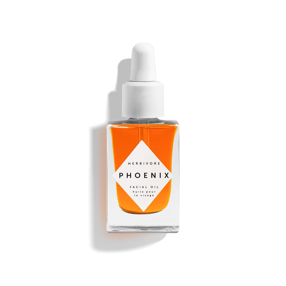 Herbivore Phoenix Face Oil bottle delivering deep hydration and renewal for dry skin.