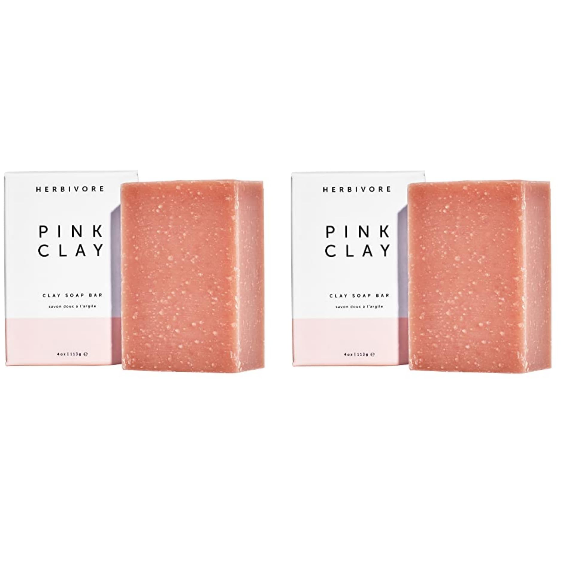 HERBIVORE pink clay soap bar for face and body, gentle cleansing and nourishment.