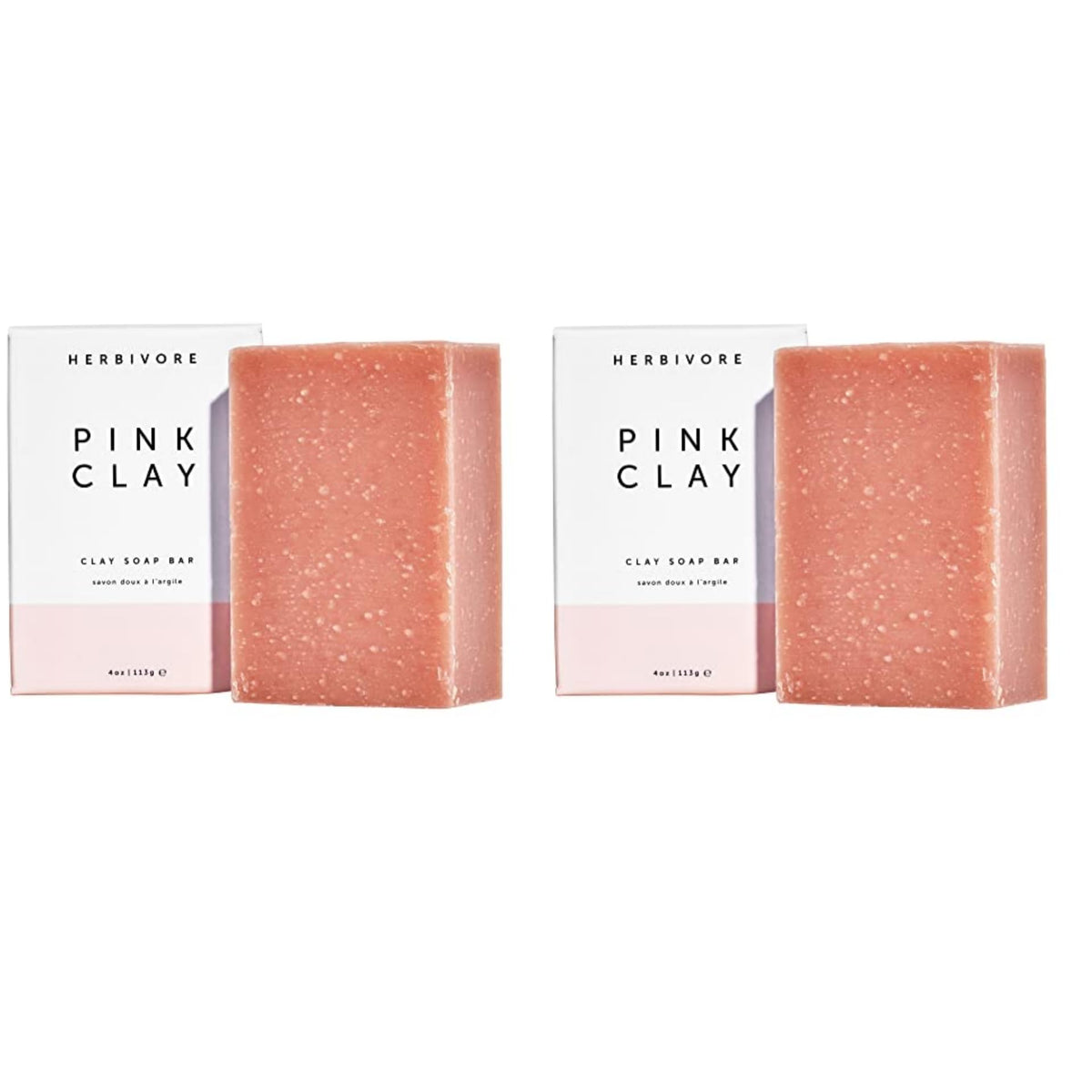 HERBIVORE pink clay soap bar for face and body, gentle cleansing and nourishment.
