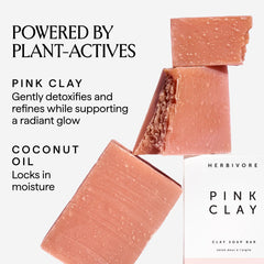 HERBIVORE pink clay soap 2-pack, convenient daily cleansing for all skin types.