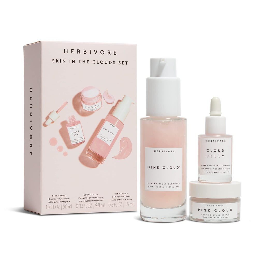 HERBIVORE Skin In The Clouds cleanser bottle delivering gentle hydration for refreshed skin.