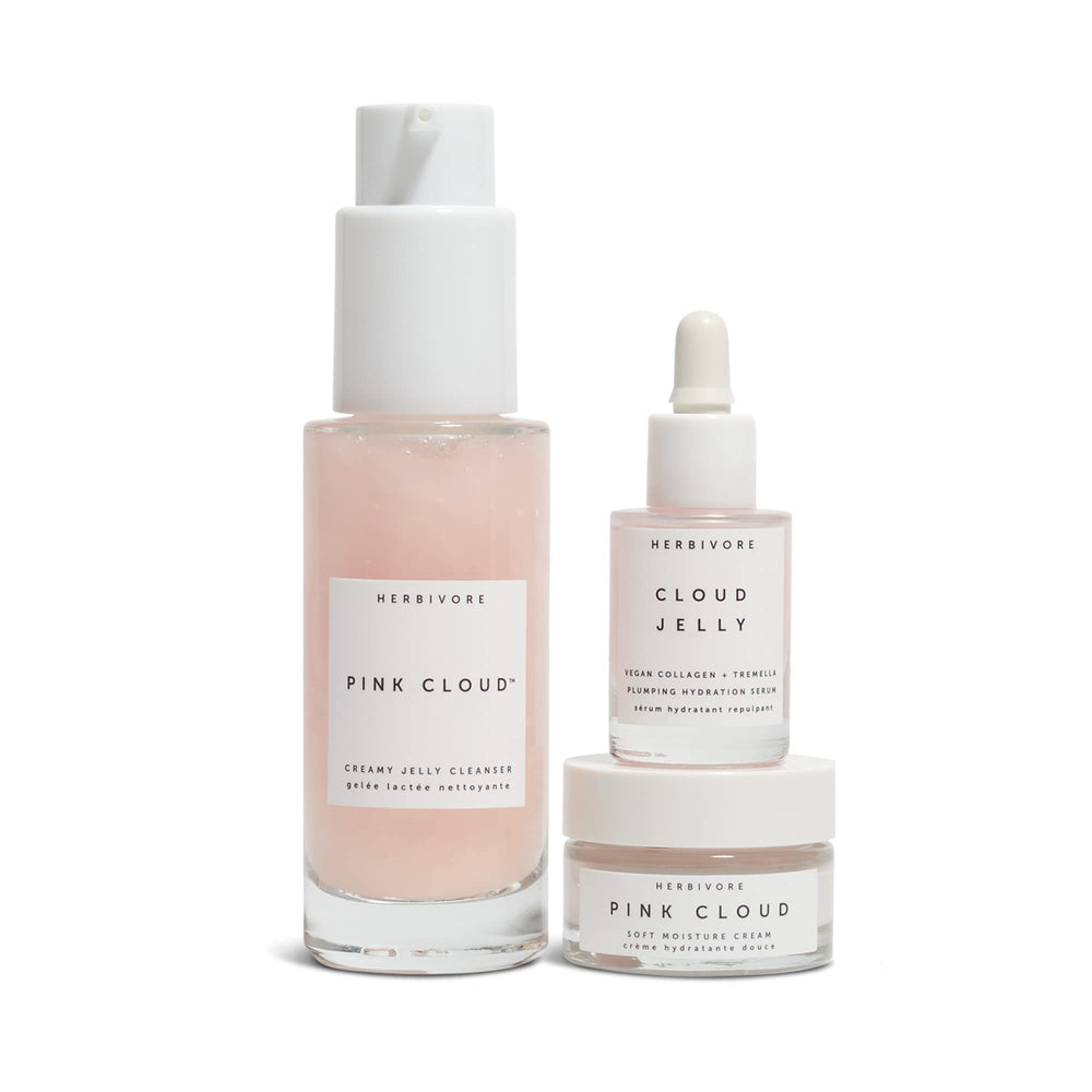 HERBIVORE Pink Cloud Moisture Cream jar locks in hydration for soft, supple skin.