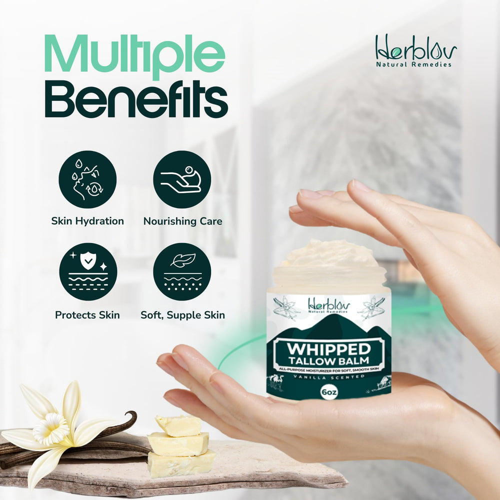 Herblov Beef Tallow Balm vanilla with honey nourishes hands