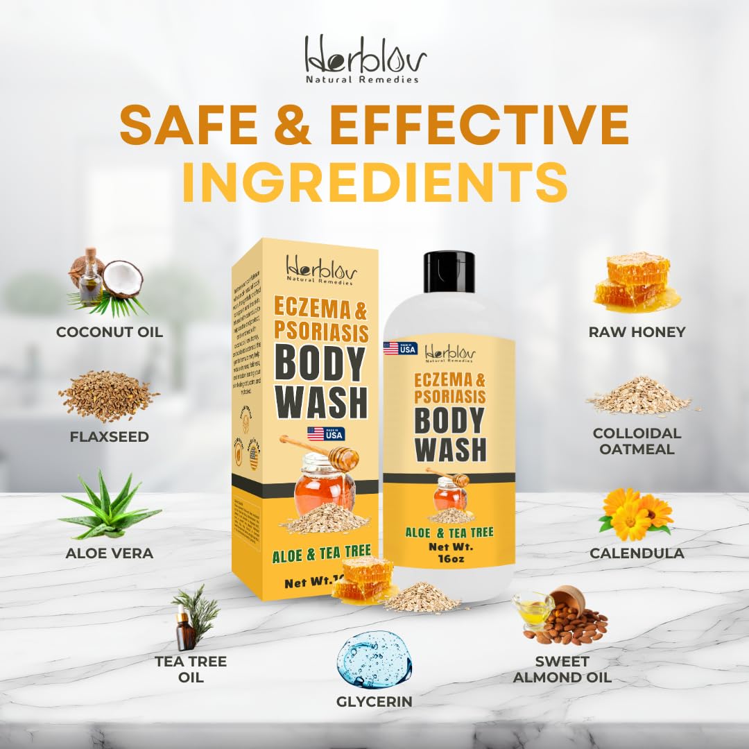 Herblov Eczema Body Wash handcrafted in the USA highlights quality care.