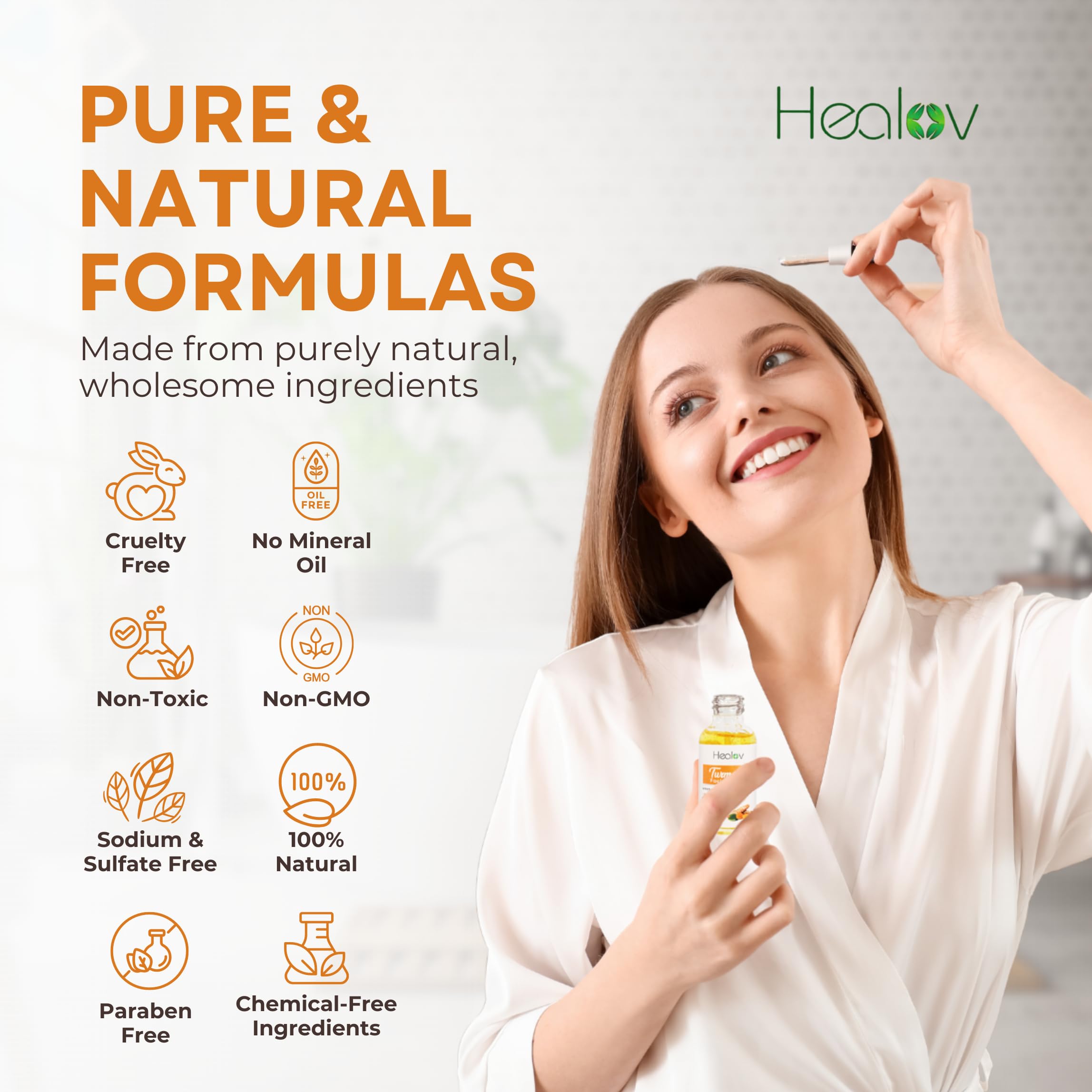 Herblov Turmeric Skincare Set bathroom vanity display suggests a cohesive routine.