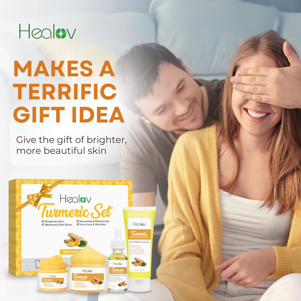 Herblov Turmeric Skincare Set cream application helps lock in moisture.