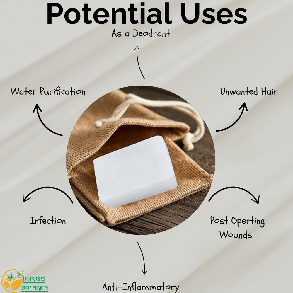 Herbs Botanica alum block travel packaging for on-the-go grooming.
