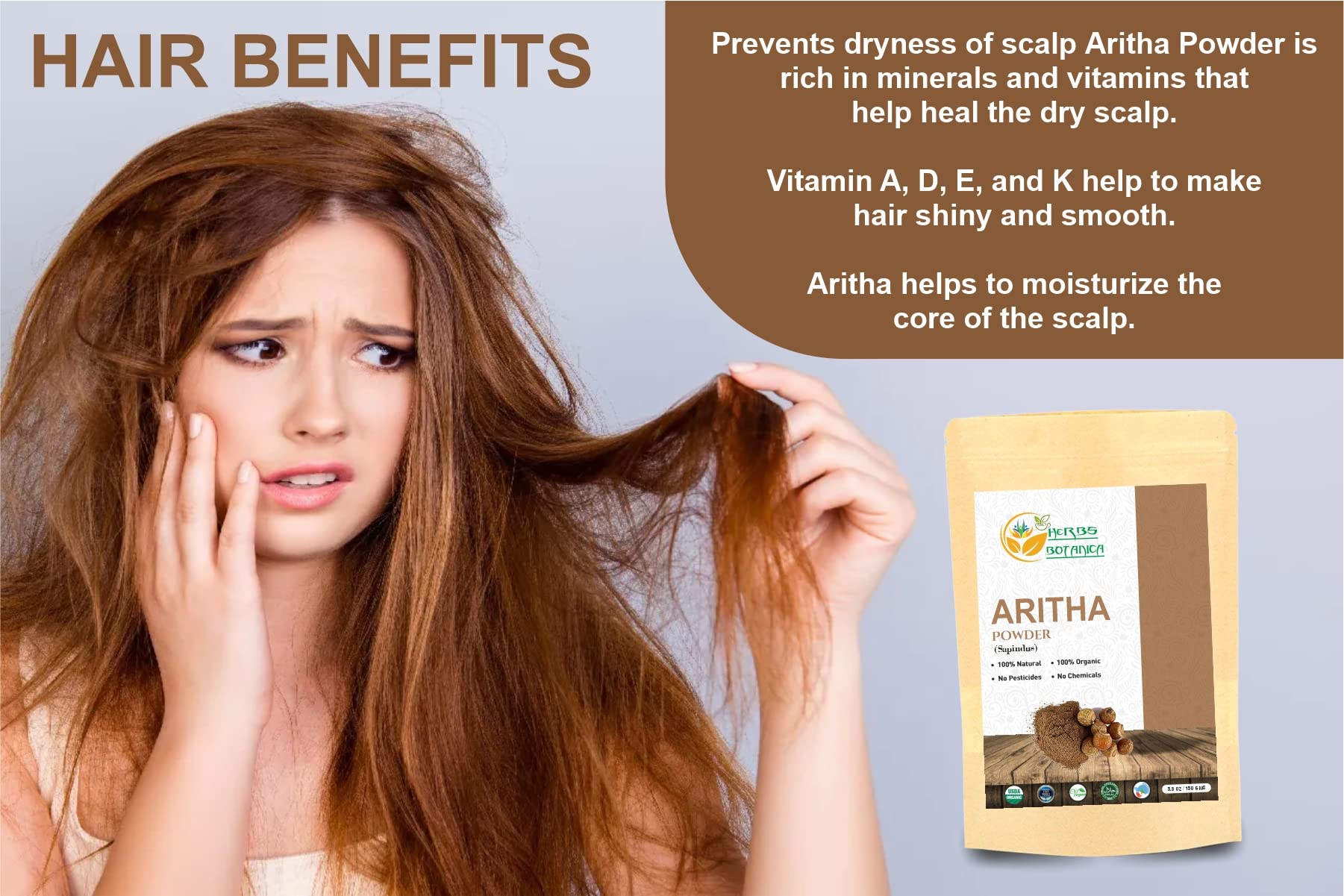 Herbs Botanica Amla powder jar for nutrient-rich scalp care