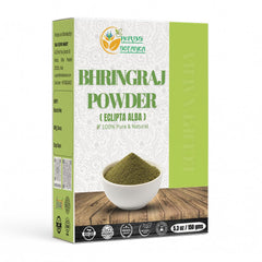 Herbs Botanica Bhringraj Powder packaging highlighting natural formula for hair nourishment.