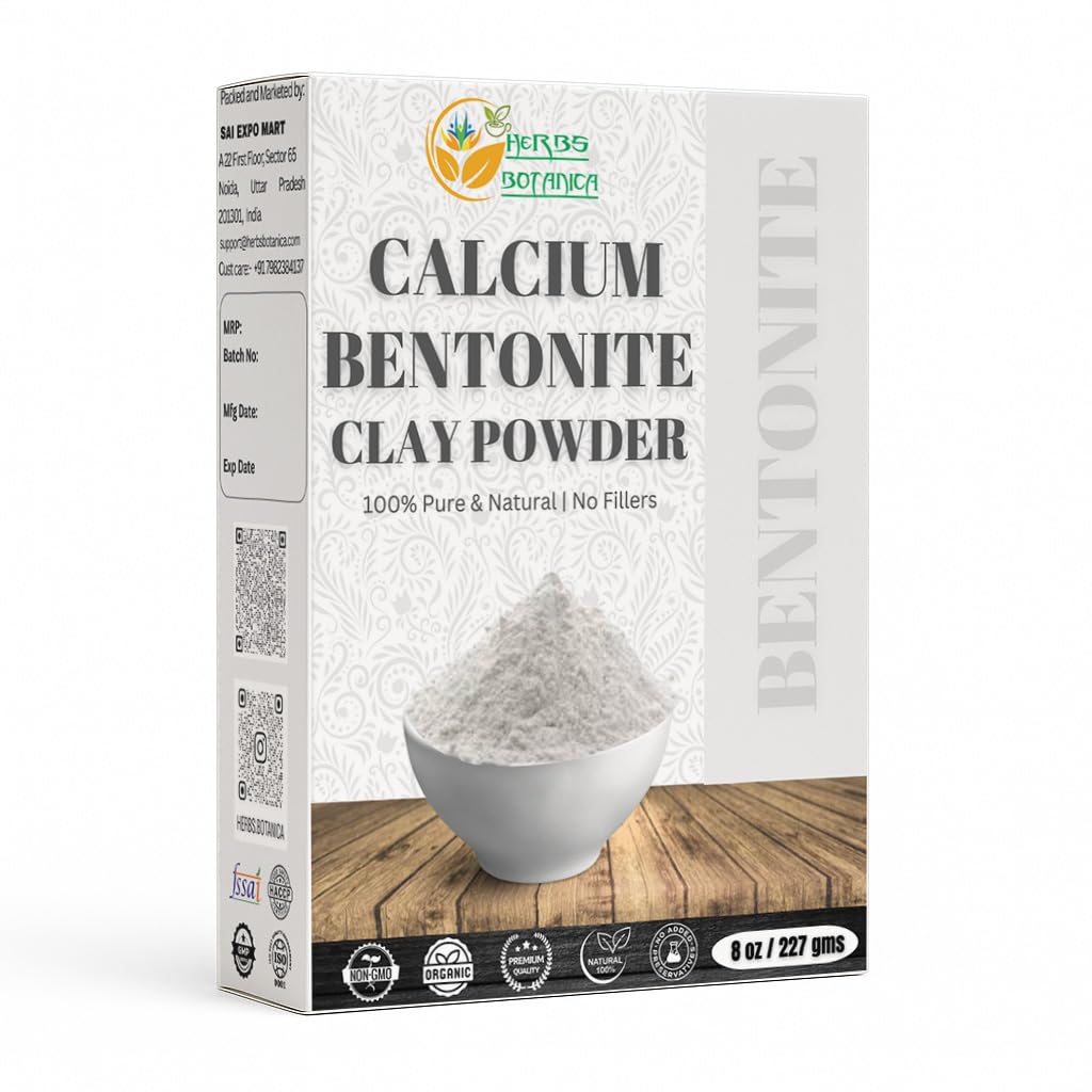 Herbs Botanica Calcium Bentonite Clay Powder for purifying skin and cleansing pores.