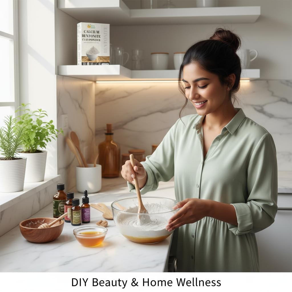 Herbs Botanica clay dental care powder supports oral hygiene.