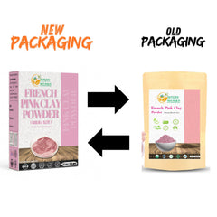 Herbs Botanica pink clay powder texture close-up highlights mineral-rich formula.