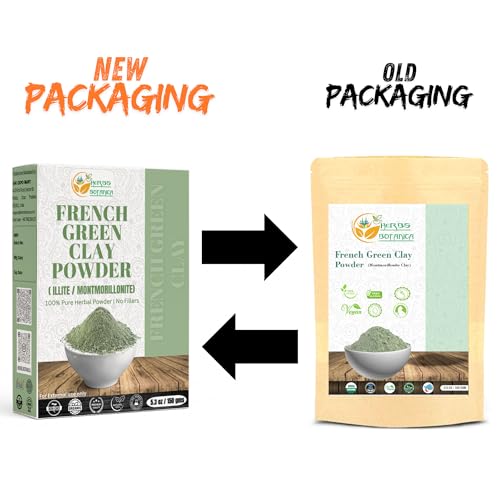 Herbs Botanica green clay face mask DIY image, rich mineral blend for gentle skin refinement.