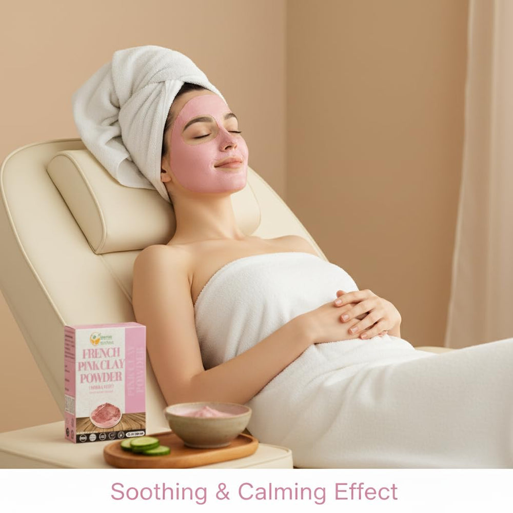 Kaolin-based pink clay blend from Herbs Botanica for versatile skincare.