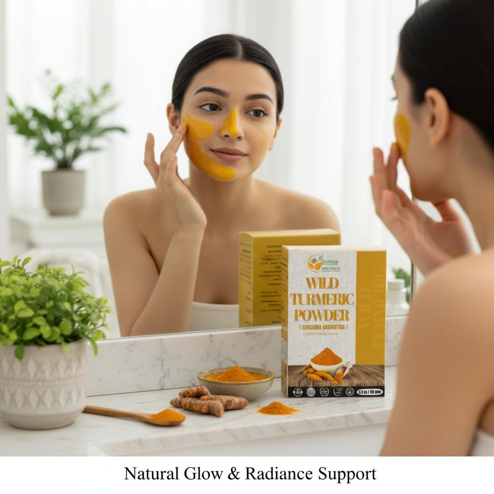 Herbs Botanica Wild Turmeric Powder mixed with rose water to form a natural paste.