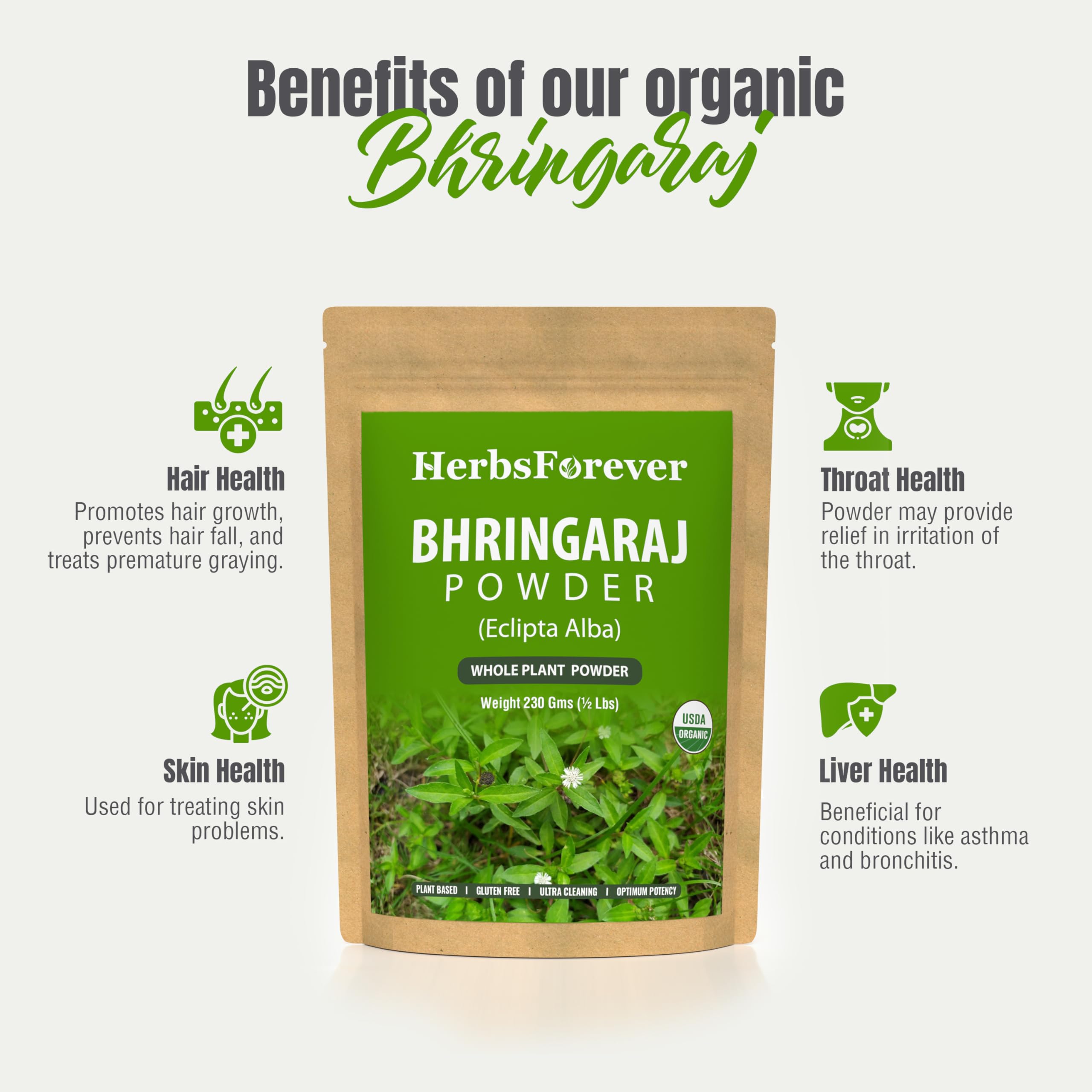 HerbsForever Bhringaraj steam sterilized powder for purity and safety.