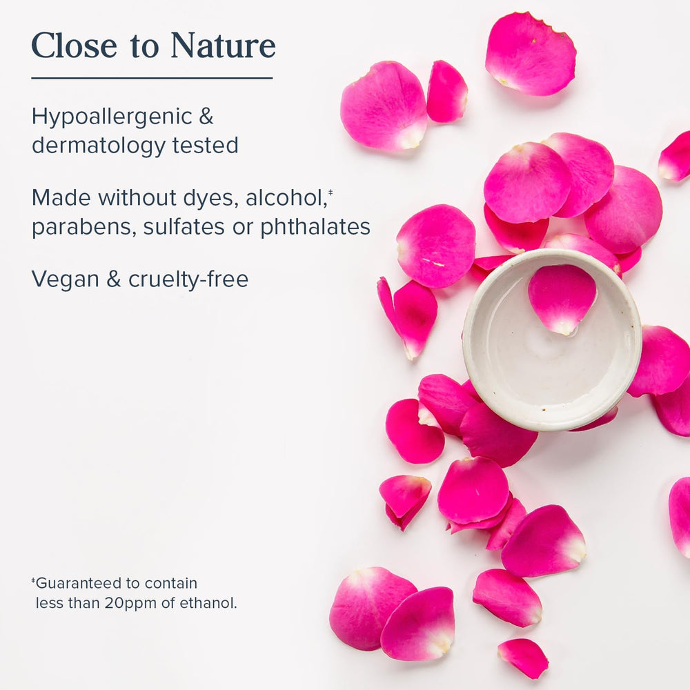 Heritage Store Rosewater & Glycerin ingredients highlight no dyes or alcohol
