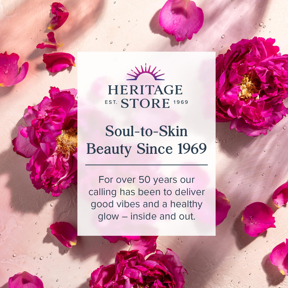 Konjac microbeads in HERITAGE STORE Rosewater Jelly Mask for gentle revitalization