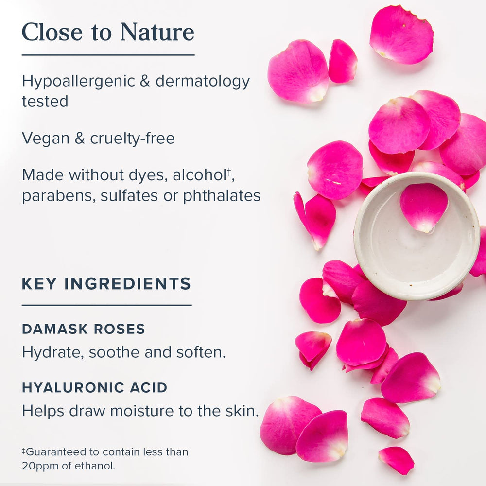 HERITAGE STORE Rosewater Serum with rose quartz roller for even distribution and refreshed look