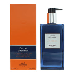 Hermès Eau de Citron Noir bottle, refreshing citrus-wood scent for daily moisturizing