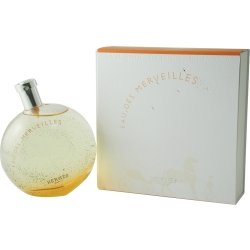 Hermès Eau des Merveilles EDT spray bottle on vanity, ideal for casual, refined daily wear.