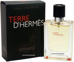 Hermès Terre D’Hermès mini packaging and label indicating refined masculinity and travel-friendly size