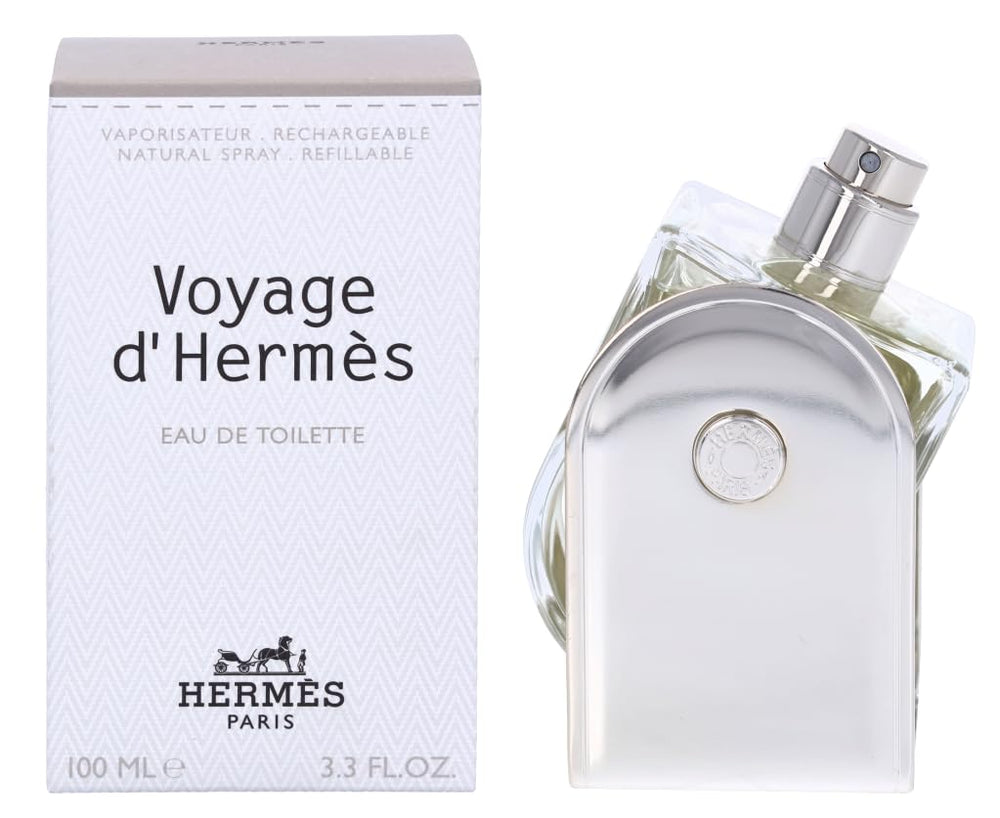 Hermès Voyage d'Hermès bottle front view showcasing unisex design.