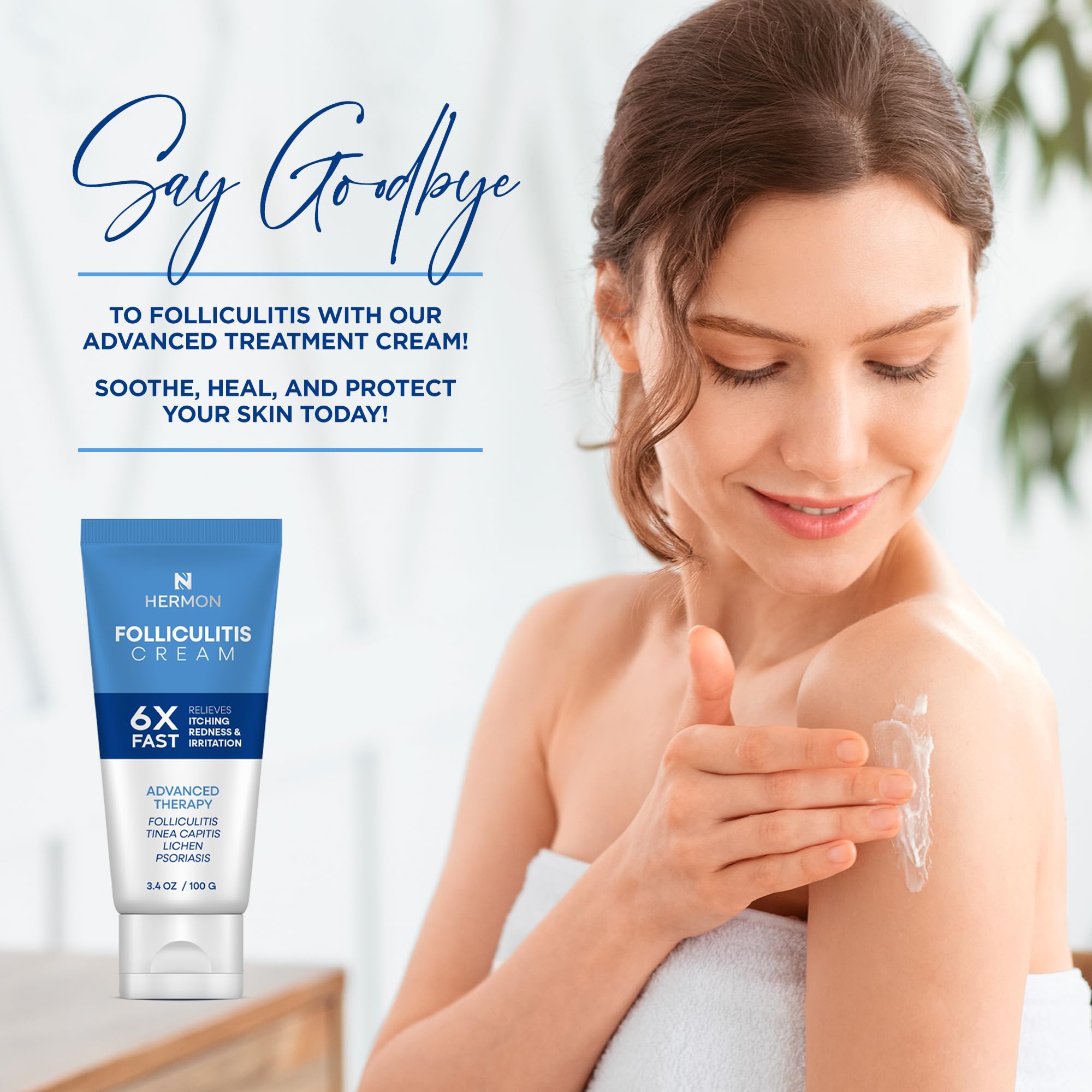 Hermon Folliculitis Cream 2Pack applied to skin for gentle use.