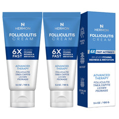 Hermon Folliculitis Cream 2Pack packaging with compact tubes for easy daily use.