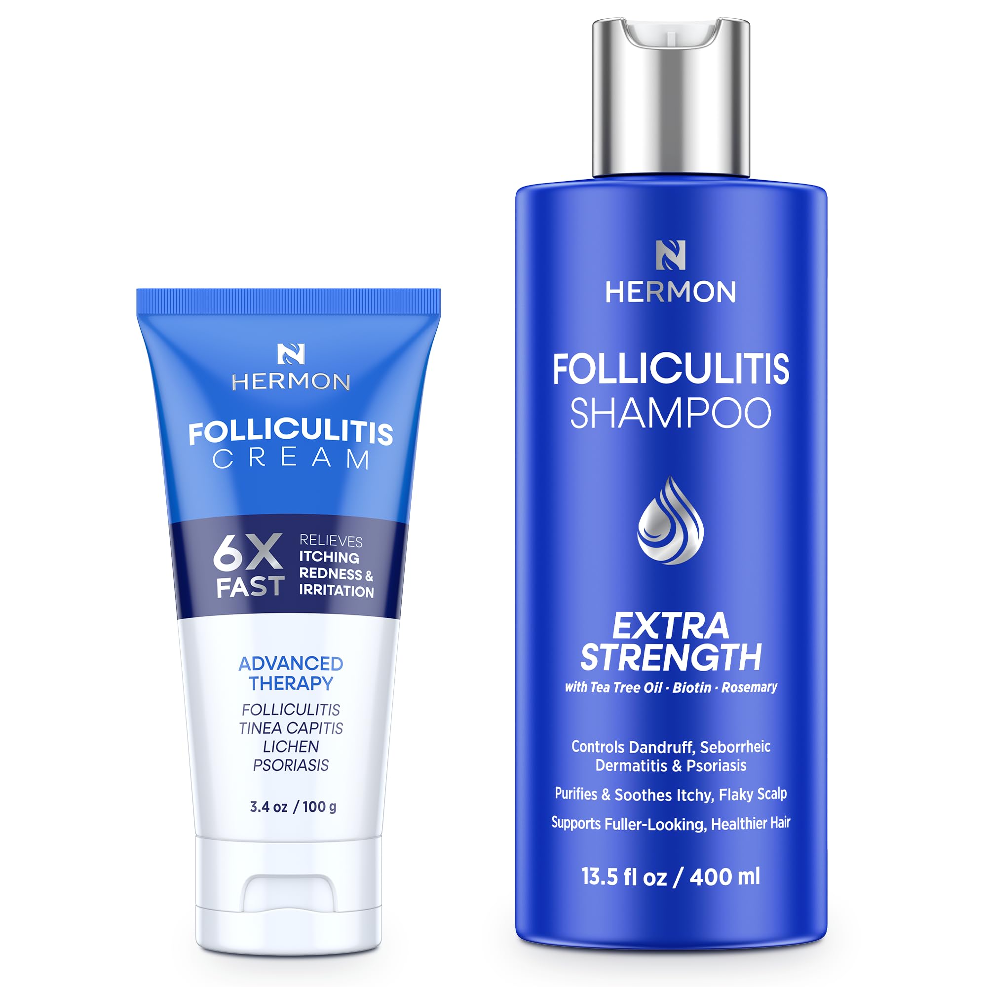 Hermon folliculitis cream application showcases a gentle daily treatment for irritated skin.