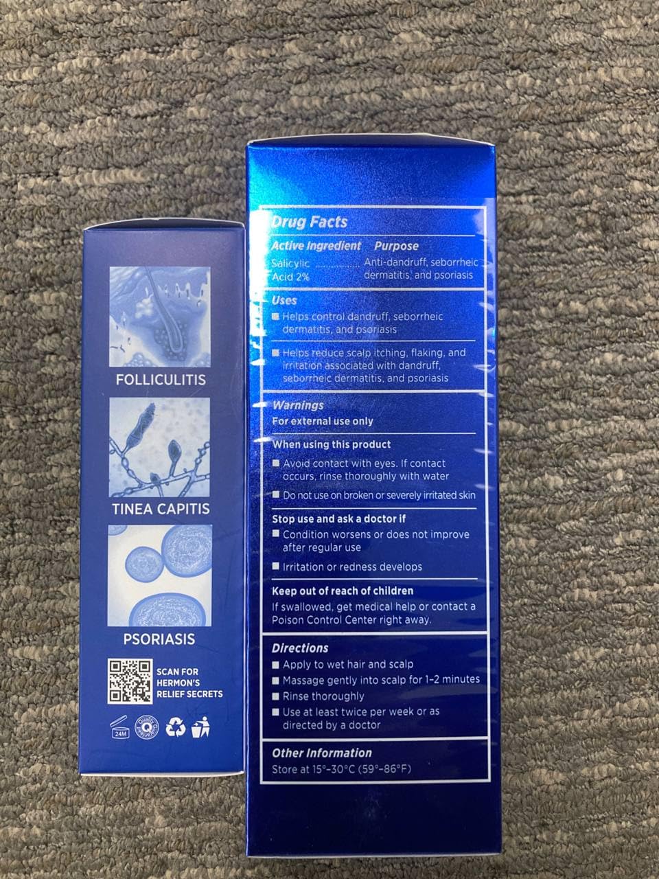 Hermon folliculitis cream on dry skin demonstrates soothing care.