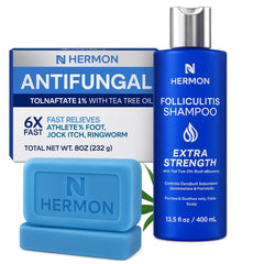 Hermon folliculitis shampoo bottle for daily scalp care and gentle cleansing.