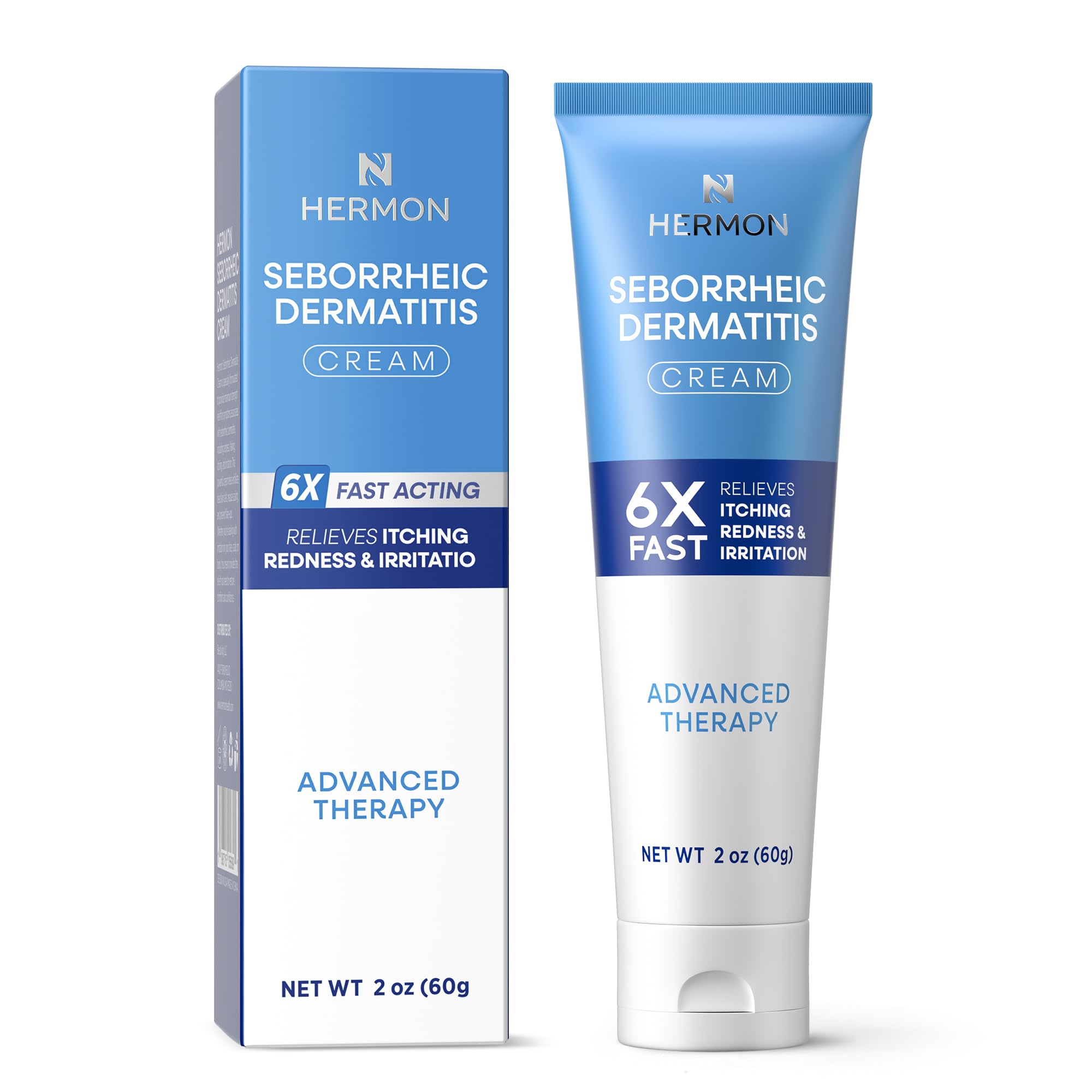 Hermon seborrheic dermatitis cream tube close-up for targeted scalp relief.