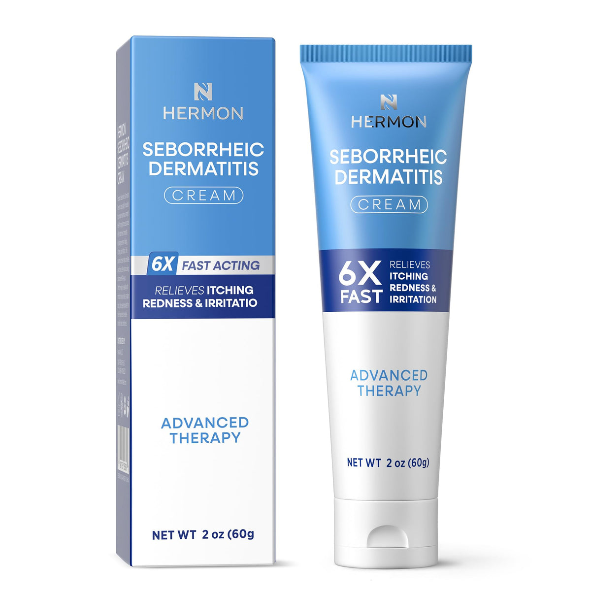 Hermon seborrheic dermatitis cream tube close-up for targeted scalp relief.