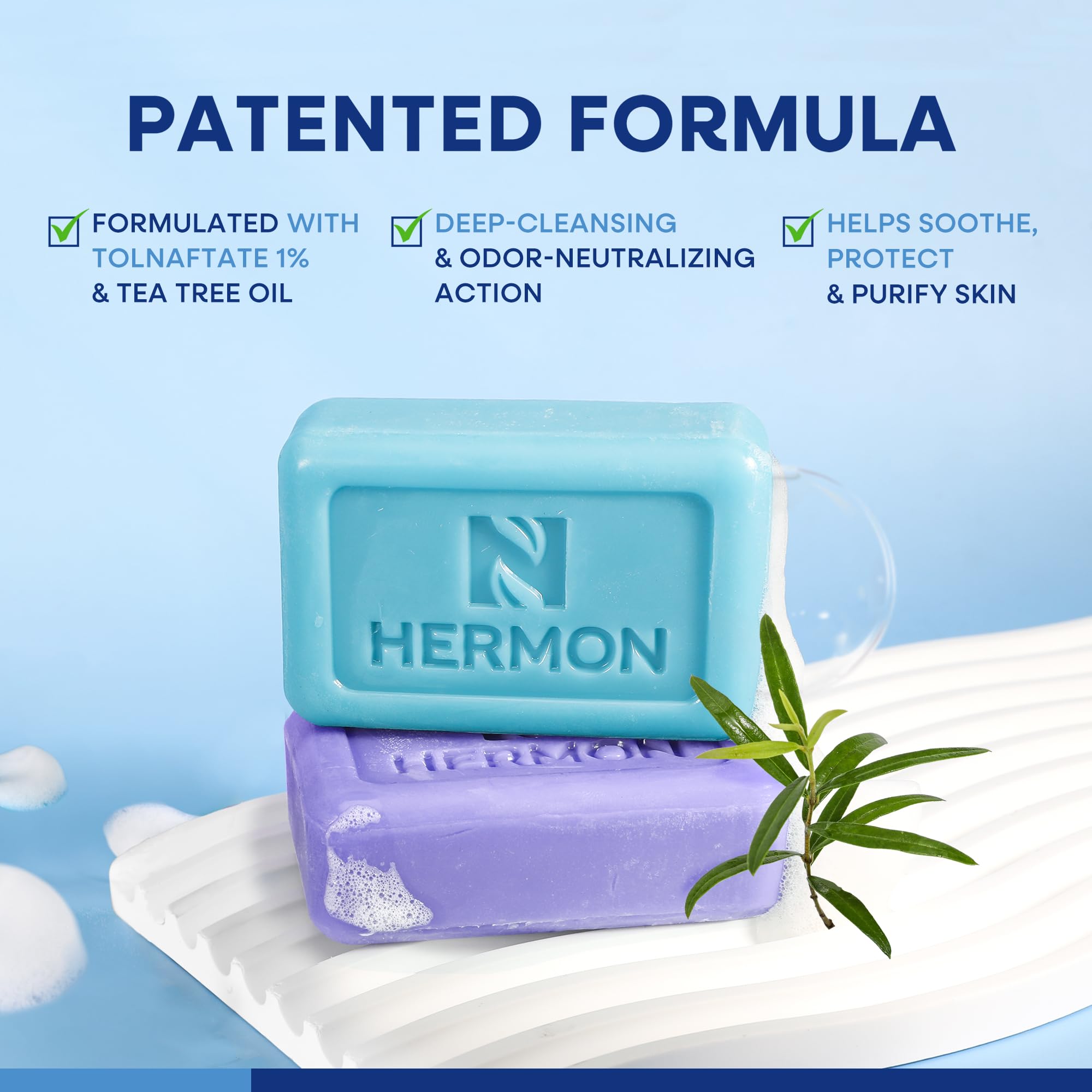 Hermon tea tree oil drops illustrate potent ingredients at work.