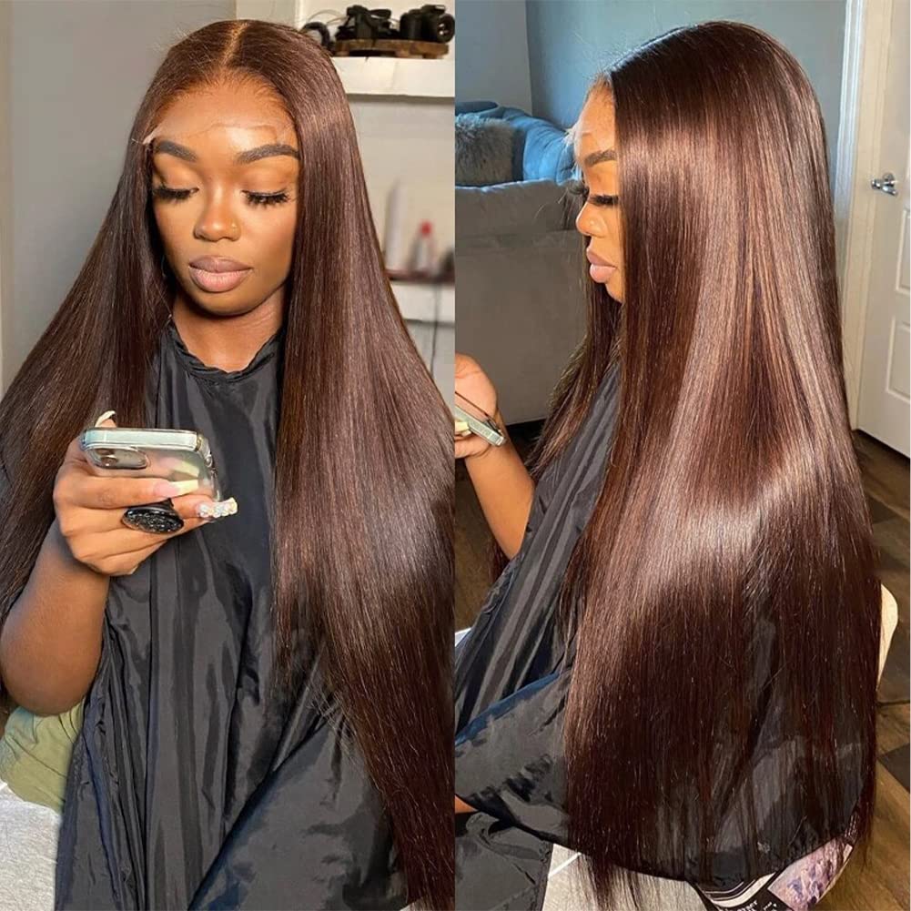 Hermosa 28-inch straight lace front wig with 13x4 HD lace for natural everyday wear.