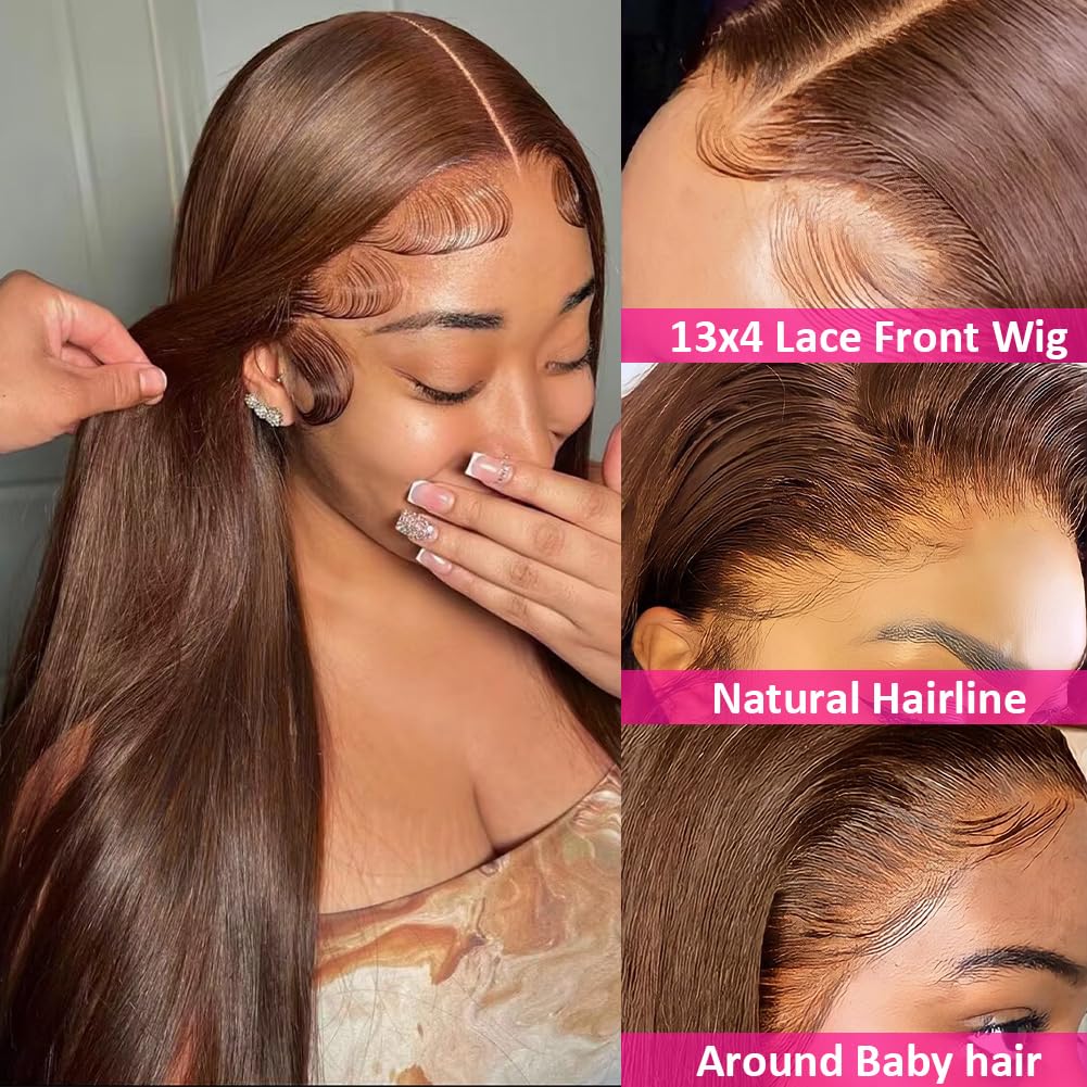 Hermosa brown color four chocolate brown wig detail