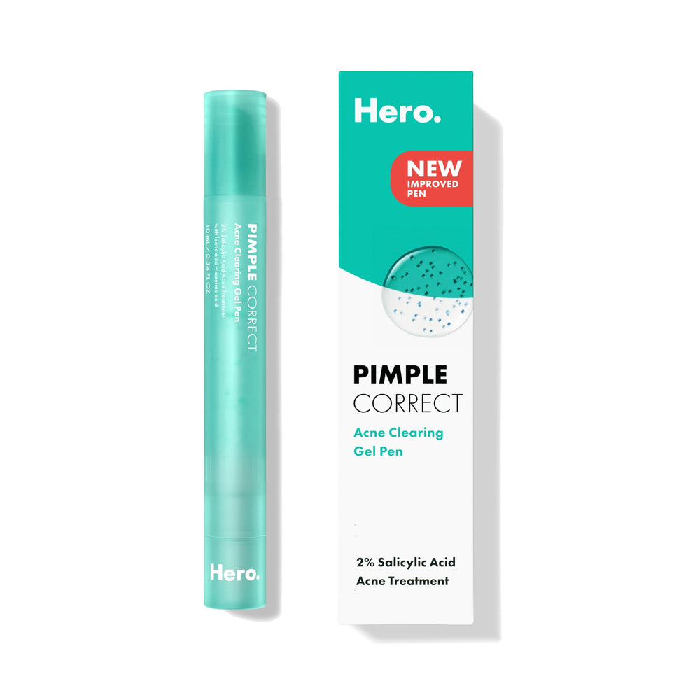 Hero Cosmetics Pimple Correct Pen packaging, portable on-the-go acne care.