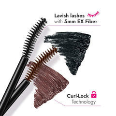 Heroine Make brown mascara on lashes delivering curl and volume.