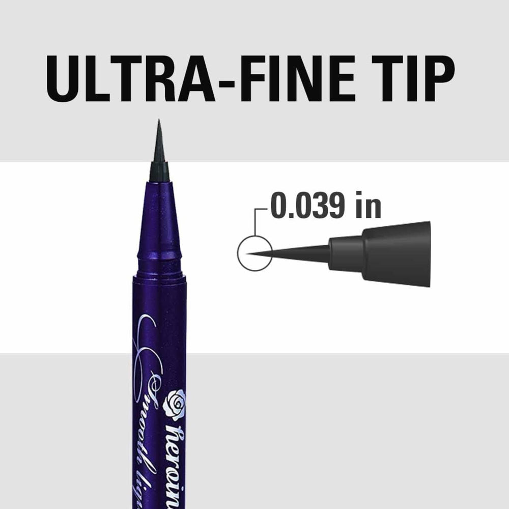 Heroine Make waterproof eyeliner swatch showing smudge-proof durability