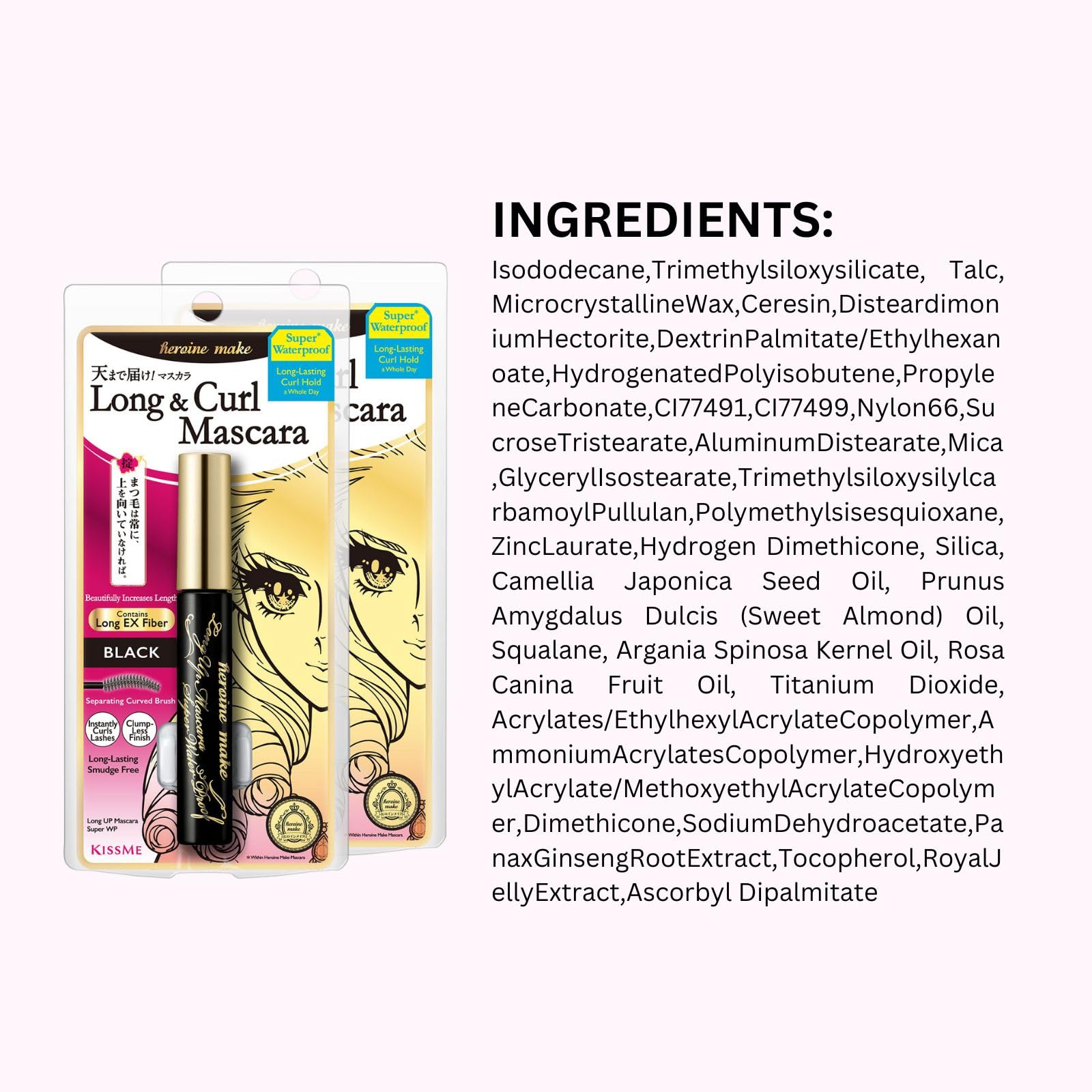 Heroine Make made-in-Japan mascara delivers a refined, bold black finish.