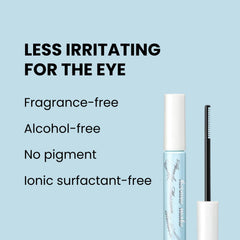 Heroine Make mascara remover close up on lashes with gentle action.