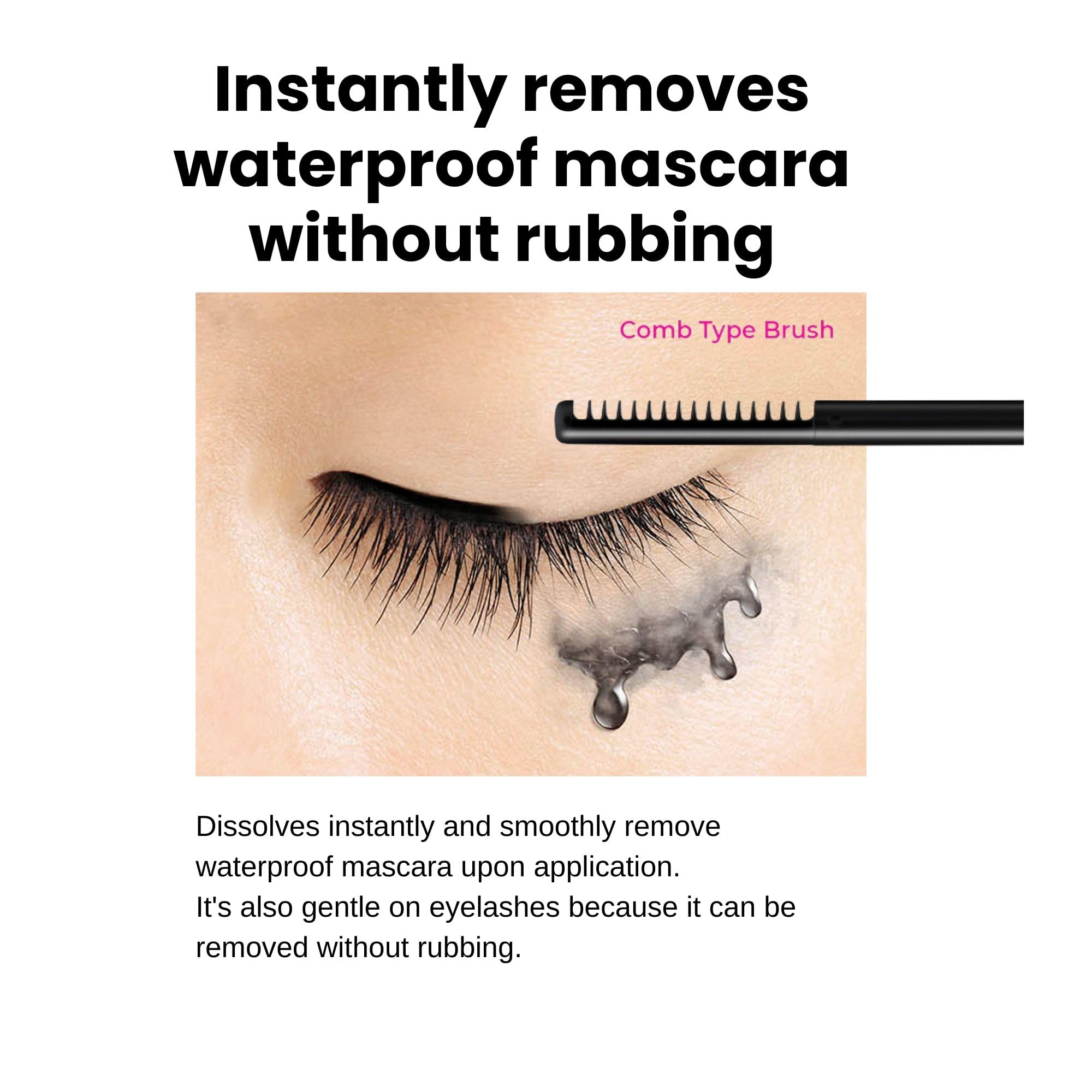 Heroine Make remover melts mascara quickly for clean, refreshed lashes.