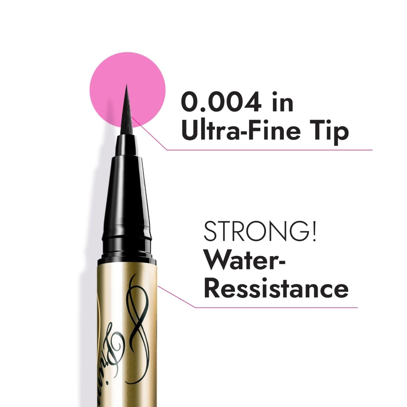 Heroine Make precision cat-eye with ultra-fine tip for sharp wings all day.