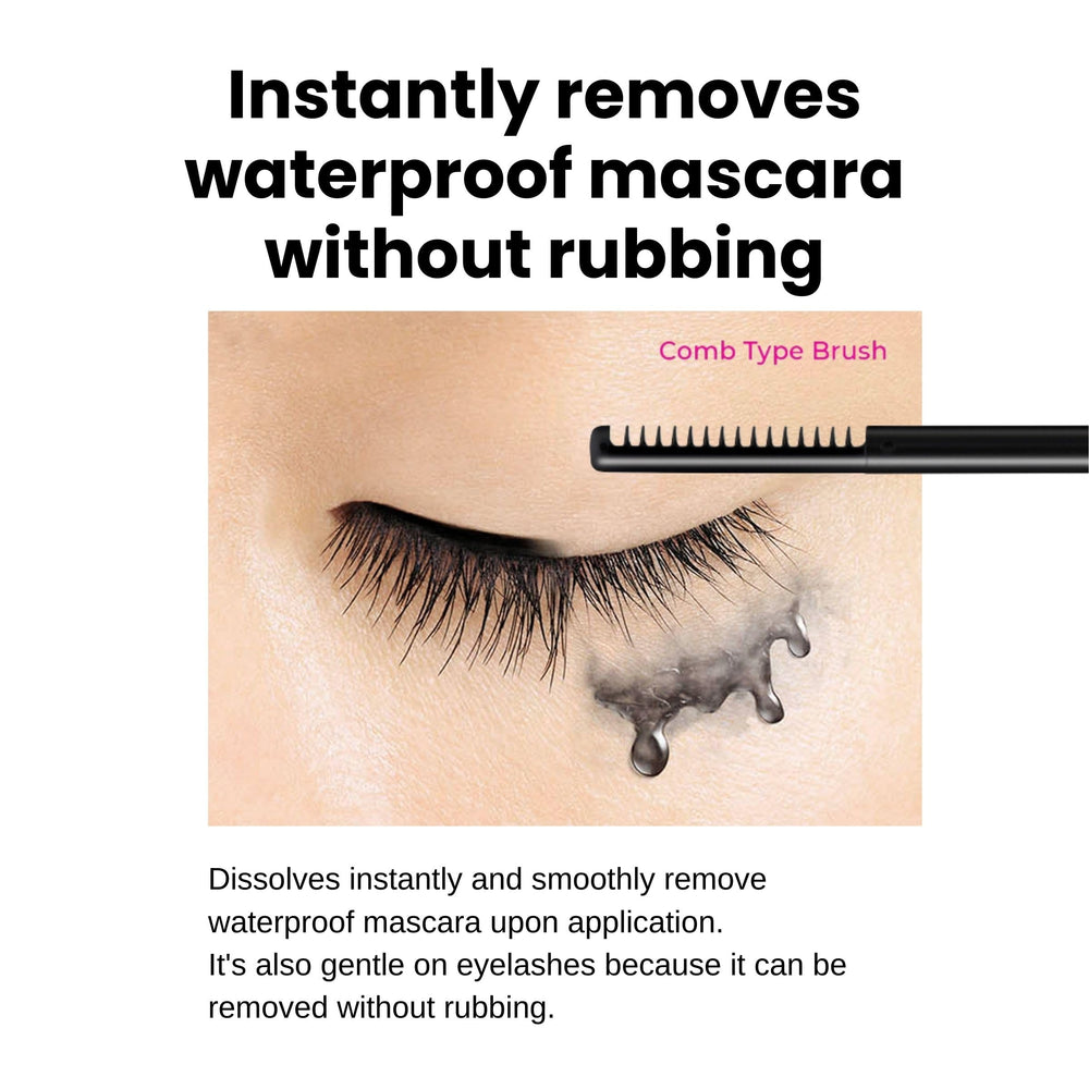 Heroine Make Speedy Mascara Remover applicator brush enables precise, gentle eyelid makeup removal.