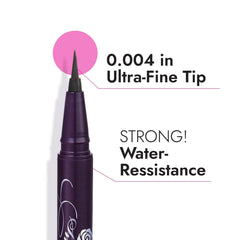 Heroine Make waterproof eyeliner swatch demonstrating smudge-proof, long-lasting color.