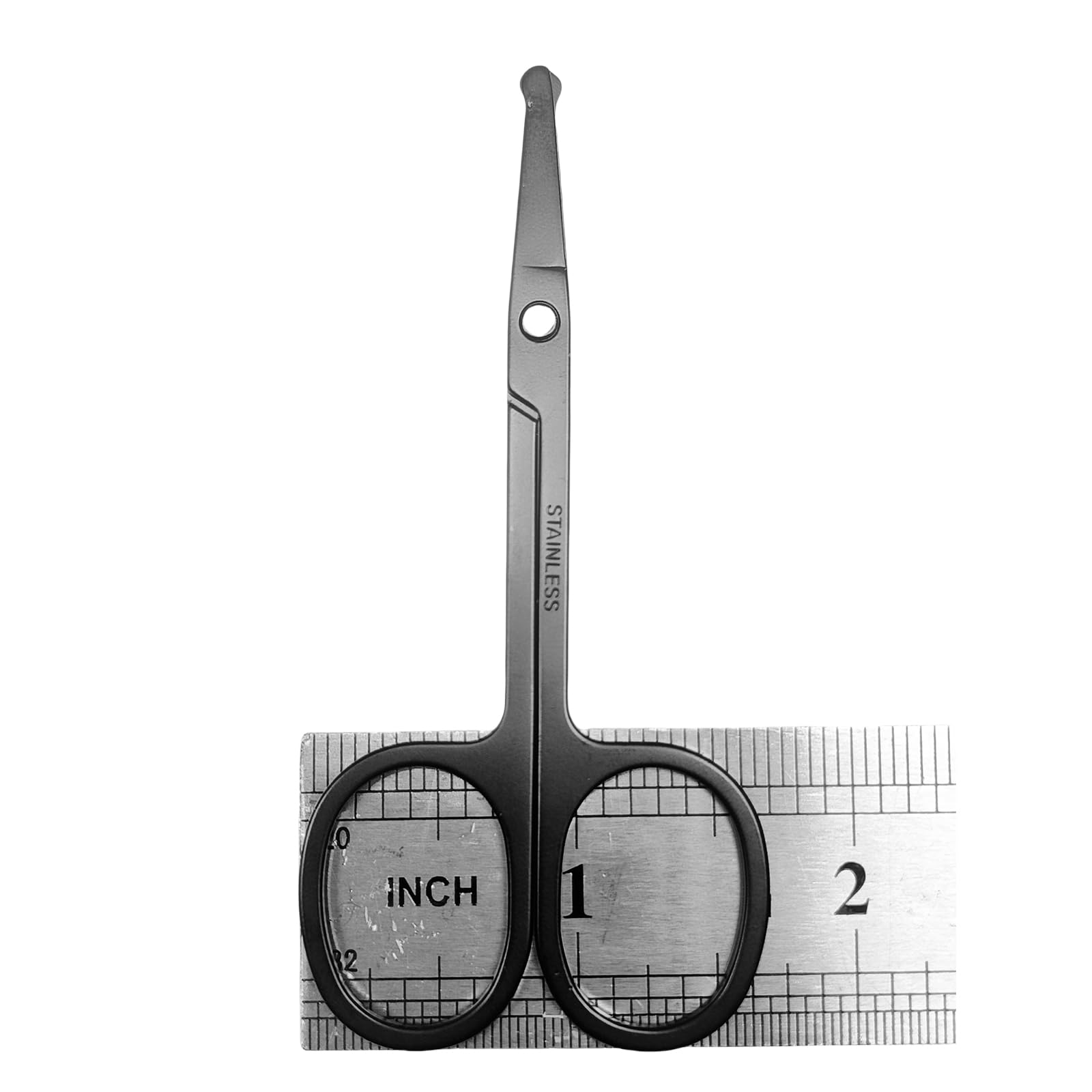 Herolland nose hair scissors featuring ergonomic finger grips for comfortable use.